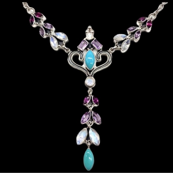 🌟NICKY BUTLER Turquoise Moonstone 8.4CT Sterling Silver Necklace Brand NEW - Picture 3 of 16